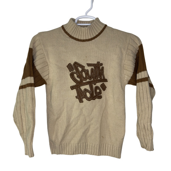 South Pole Cream and Brown Turtleneck Sweater - Picture 1 of 7